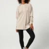 Ladies Bloch Print Oversized Long Sleeve Tee