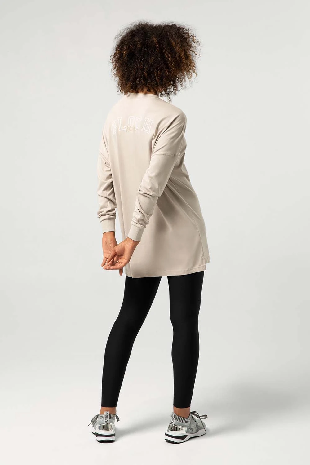 Ladies Bloch Print Oversized Long Sleeve Tee - Image 2